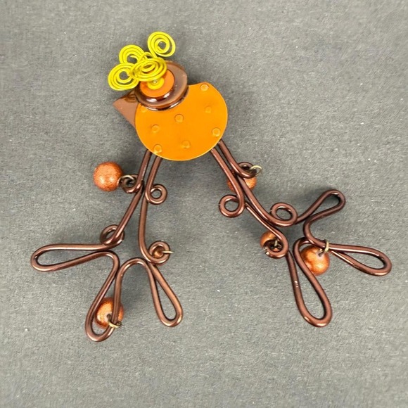 Others Follow Jewelry - Renate Favour Whimsical Bird‎ Brooch Copper Tone Wire Art Handcrafted Pin